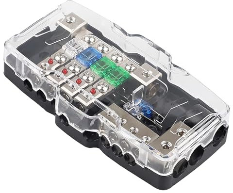 Porte Fusible Sono Voiture, 4 Voies Boîte À Fusibles, Bloc De Distribution De Fusible, 12-48V Porte Universel Fusible, 30/60A Ampli Répartiteur Pour Amplificateur De Voiture Répartiteur Audio