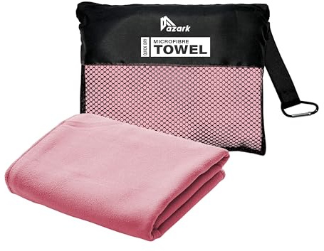 azark Microfibre Towel – Quick Dry, Lightweight & Super Absorbent – Gym, Travel, Yoga, Camping & Beach – Soft & Durable – Multiple Sizes (Pink, X Large)