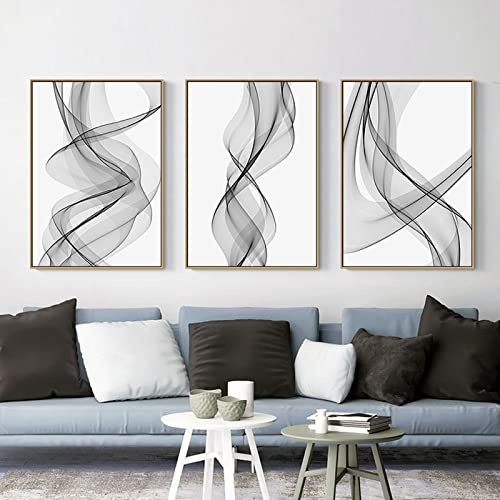 FSLEOVN 3er Set Abstrakt Poster Schwarz Weiß Leinwandbilder Line Art Bilder Wohnzimmer Modern Schwarz Weiß Geometric Wandbilder Kunstdruck Poster Line Bilder Rahmenlos (60x90 cm,C)