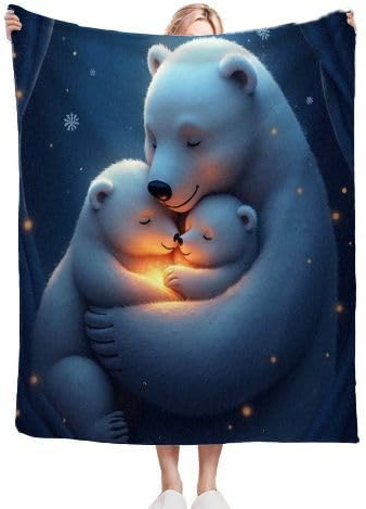 Nuphtun Coperta Pile Matrimoniale 240 x 260 Animale Orso Polare, Coperta XXL Super Morbida 240x260 cm | Multiuso Come Copriletto o Plaid da Salotto, Calda e Leggera, Protezione dal Freddo A3