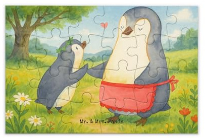 Mr. & Mrs. Panda Puzzle Pinguin mit Kind Design 24 Teile - Geschenk, Vorbild Mama, 500, 2000, Muttertag, Lieblingsmensch, 1000, Puzzlespiel, 1500, Tochter