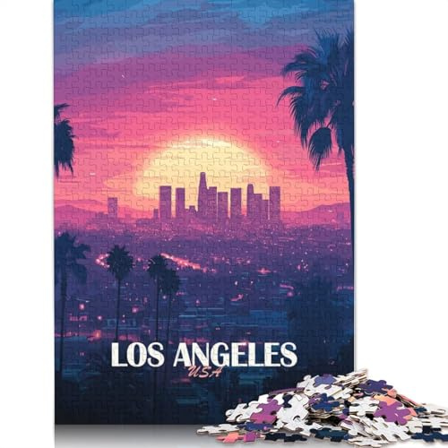 1000-Teile-Puzzle für Erwachsene: Skyline von Los Angeles bei Sonnenuntergang Erwachsene. 38 x 26 cm / 1000 Teile.