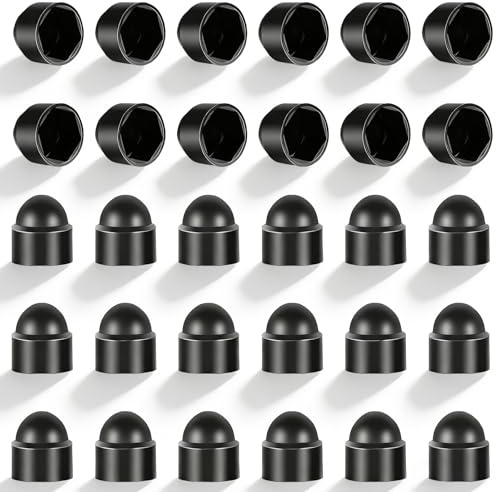 LXUEJIE 30 Pack Black Plastic Bolt Nut Protective Cap Set | Hexagonal Screw Cap Decorative Cover Dome Bolt Caps M6 Fitting Caps for Protecting Hexagon Screws Bolts Hardware Accessories
