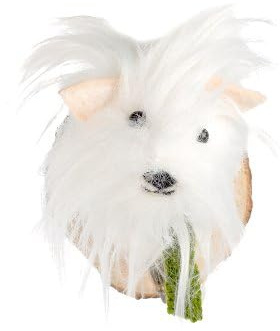 Baden Kleiderhaken Hund mit weißem Fell auf Holzbasis 12 cm