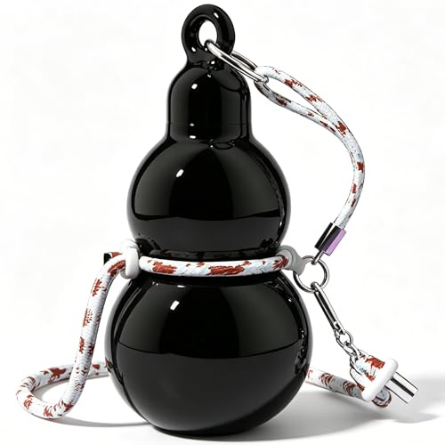 JZSMY Borraccia termica a forma di zucca con tracolla, 590 ml, in acciaio inox 316, portatile, per bevande calde e fredde, a prova di perdite, per viaggi (nero)