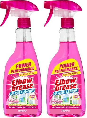 Elbow Grease Pink Glass Cleaner for Windows, Mirrors & Glass - Streak Free - Super Shine | Spring Blossom Fragrance (500ml) (Pack of 2)