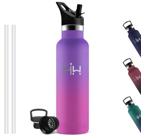 Grsta Borraccia Termica 500ml con Cannuccia, Senza Perdite, per Viaggio | Borracce Termiche Senza BPA, 18/8 Acciaio Inox, Borraccia Bambini, Doble Aislamiento, Borracce per Scuola, Ciclismo, Viaggio