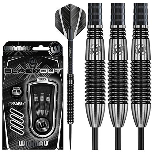 WINMAU Blackout 2: 26g Profi Wolfram Steeltip Dartpfeile Set mit Flights und Schäfte