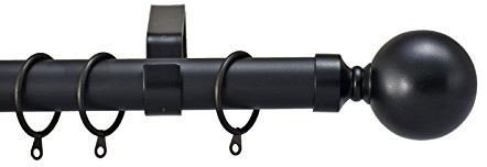 Your Home Online Quality Heavy Duty 28mm Metal Curtain Pole Rings Rods 50mm Metal Finials (Matt Black, 1.5m)