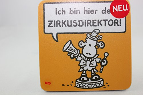 Sheepworld - 45470 - Untersetzer, Schaf, Ich bin hier der Zirkusdirektor!, Kork, 9,5cm x 9,5cm