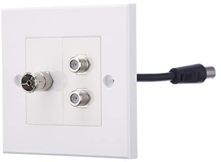 Computer Spares Façades / prises murales pour antenne TV et type F (satellite) - prises de couleur argent (double type F et antenne simple)