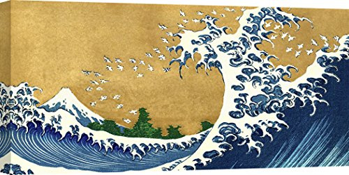 ART PRINT CAFE' – Japanische Bilder auf Leinwand - Katsushika Hokusai, Die große Welle (Detail aus 100 Ansichten des Mount Fuji) - 140x70 cm