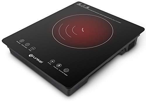Grunkel - Placa inducción portátil con Controles táctiles y 8 Niveles de Potencia - PIN-2000 - Autoapagado de Seguridad y Bloqueo Infantil - 2000 W - Cocina Para camper, viajes y campings. Negro