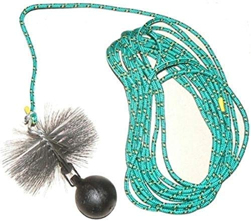 rg-vertrieb Kaminbesen Schornsteinbesen Kehrbesen Zugbesen Rußbesen aus Stahldraht + Zugseil PP-Seil + Zuggewicht 3,2kg Set Größe wählbar (Besen 20cm, Zugseil 5m)
