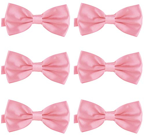 DonDon Lot de 6 Noeud papillon pour homme 12 x 6 cm avec crochet déjà lié et réglable Rose
