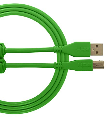 UDG U95001GR Cable USB 2.0 (A-B) - Cable USB 2.0 A-macho a B-macho optimizado de alta velocidad para audio de alta velocidad, verde, 1 metro. Compatible con cualquier dispositivo USB A-B