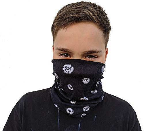 Schwarzes Halstuch/Schal/Multifunktionstuch mit Pommesgabel/Metal-Hand Druck von Metal-Kids