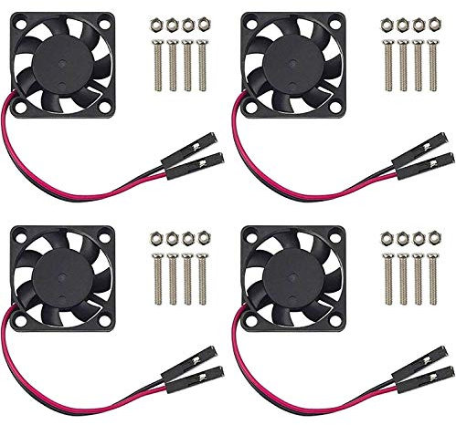 AOICRIE 4Pcs for Raspberry Pi 4 Quiet Fan, DC 5V 3.3V Brushless CPU Cooling Fan with for Raspberry Pi Heatsink for Raspberry Pi 4B / 3B+ / 3B/ Zero/Zero W or Other Robot Project