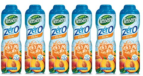 Teisseire Zéro Sucre, Sirop Pêche pour Boisson Rafraîchissante, Cocktails, Bidon (Pack de 6)