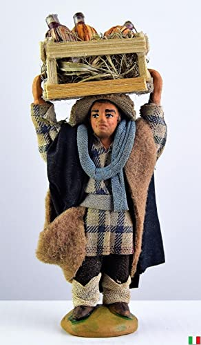 Original homme avec boîte de flasques en terre cuite 10 cm.