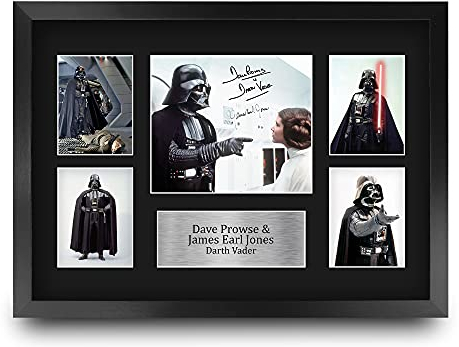 HWC Trading FR A3 Dave Prowse & James Earl Jones Star Wars Darth Vader Geschenke Gedruckt, Signiert Autogramm-Präsentation-Display Für Film-Erinnerungsstücke-Fans - A3 Eingerahmt
