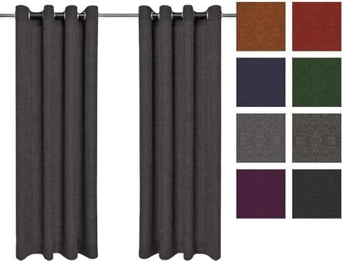 Rollmayer 2er Pack Vorhänge mit Ösen. Gardinen für Schlafzimmer, Kinderzimmer, Wohnzimmer, Hotelvorhänge, Hochwertige Vorhänge zu attraktiven Preisen(Melange Grau 68, 140x150 cm - BxH)