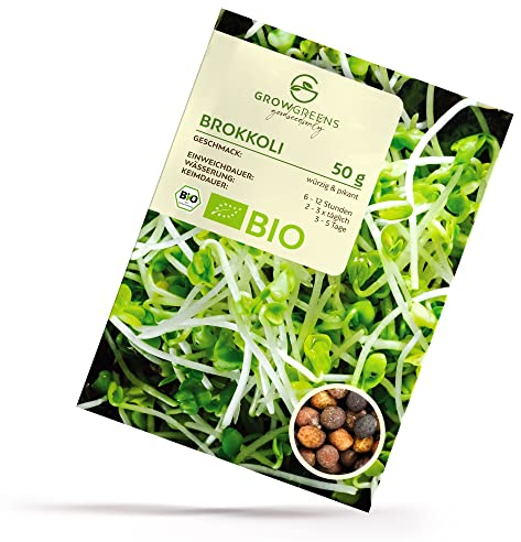 BIO Brokkoli Sprossen Samen 50g - Microgreens Saatgut ideal für die Anzucht von knackigen Keimsprossen im Keimglas