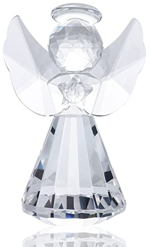 YWHL Kristall Schutzengel Figur, Glas Schutzengel Statue Geschenke für Frauen, Kunst Sammlerstück Figuren Wohnkultur