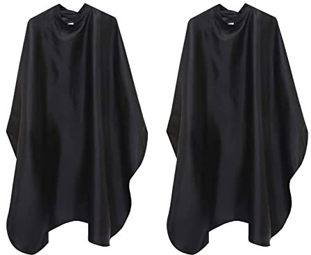 Butyeak Cape de Coiffure, Capes de Coiffeur de Salon Pleine Longueur, Peignoir de Coiffure, Blouse de Salon de Coiffure Noire pour Coupes, Robe de Coiffure Professionnelle Cape de Coiffeur