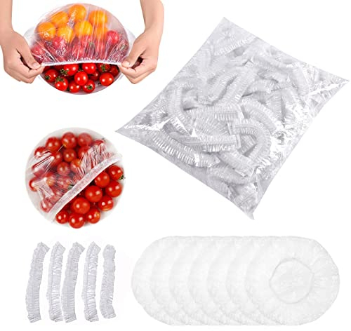 Bolsas Conservación Fresca, 300 Piezas Cubiertas Almacenamiento Elásticas Plástico Bolsas de Alimentos Frescos Cubierta de Alimentos, para la Protección de la frescura Vegetal