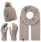 Rock Creek Winter Mütze mit Bommel Schal Set Geschenkset Wintermütze Winterschal Winterhandschuhe Herrenmütze Damenmütze U-101 Beige Einheitsgröße