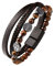Dochais Herren Armband, Edelstahl Echtleder Armband, Jesus Christus Kruzifix Kreuz Armband, Naturstein Geflochten Armband mit Magnet Verschluss, Schmuck Geschenke Für Männer (A, Braun, 21cm)