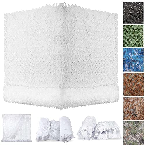 ZHJSHOU Filet de Camouflage Militaire,Filet Camo,Filet D'ombrage Chasse,pour Chasse, Ombrage,Camouflage Décoration,Parasol,Terrasse Protection Solaire,Blanc,1X1m/3.28x3.28ft