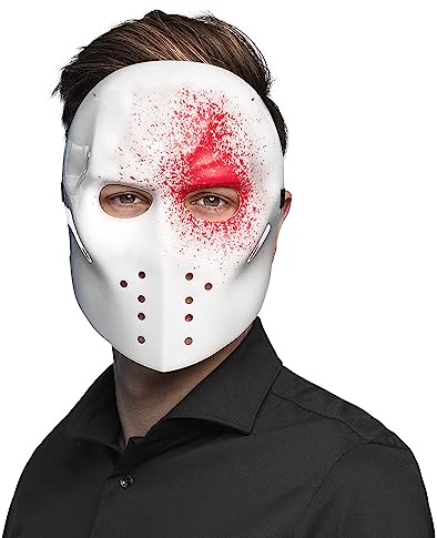 MIMIKRY Horror Hockey Maske Weiß mit Blutspritzern Freitag der 13. Halloween Killer Jason Halloween