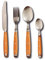 Pradel Excellence - Ménagère Quito, 24 Couverts - 6 Couteaux de Table + 6 Fourchettes + 6 Cuillères à Soupe + 6 Cuillères à Café - Lames Acier Inoxydable - Boîte Couleur - Terracotta