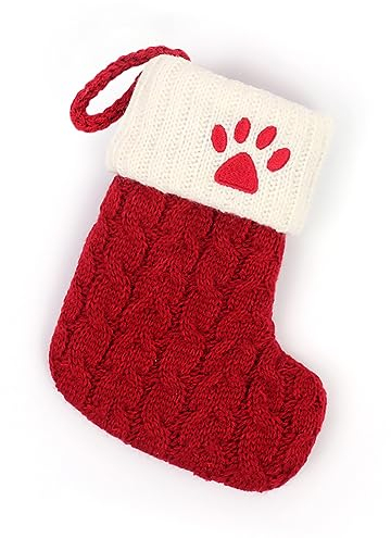 Wambere 2 Stück Gestrickt Weihnachtsstrumpf Weihnachtssocken Deko Weihnachten Strumpf Weihnachtssocke Kamin Nikolausstiefel Nikolausstrumpf für Weihnachtsdekoration Weihnachtsbaumschmuck,Fußabdruck
