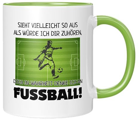 TassenTicker - Fussball Tasse - Kaffeetasse - Fussballtasse - Mann - Kind - Geschenke - Geschenkidee - Keramik - 330 ML - Grün