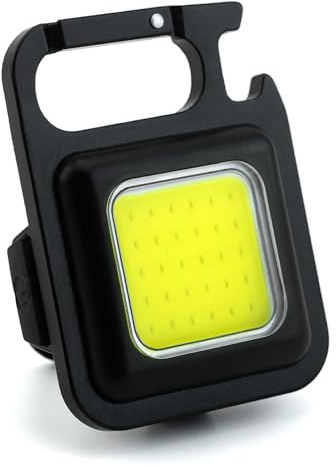 PRECORN Mini LED Notlicht Taschenlampe COB Schlüsselanhänger Arbeitsleuchte - Wiederaufladbar, 800 Lumen, Multifunktional, Magnetfuß, Flaschenöffner