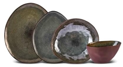 Karaca Bonn Reactive Stoneware Dinner Plate Set 24-Piece - Kitchen Plates and Bowls Set for 6 People - Crockery Set with Side Plates, Dinner Plates and Bowls - Round & Modern Dinnerware Set