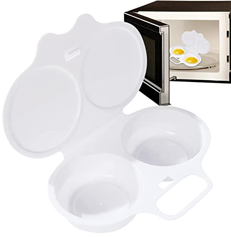 Pocheuse à œufs pour micro-ondes, double coquetier, cuiseur à œufs, machine à omelettes, antiadhésif, sans BPA, passe au lave-vaisselle