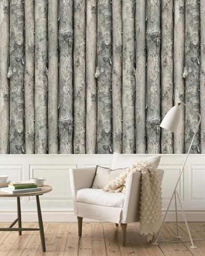 BUVU Vinyltapete 0.53x10m graue und weiße Birke