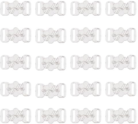 SUPERFINDINGS 60 Set di Clip per Reggiseno Bikini In Plastica con Ganci A Forma di Fiore Regolatori Trasparenti per Reggiseno Da Costumi Da Bagno e Lingerie, 2.1x1.4cm
