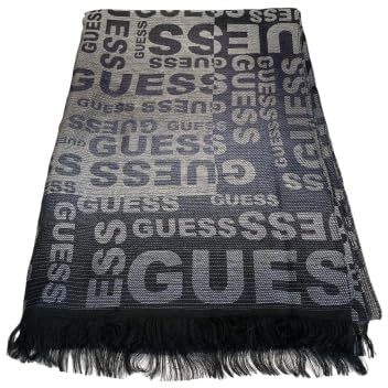 GUESS Logo-Schal, Schwarz-Grau