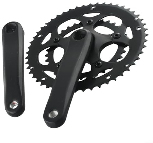 Besttoolifes Juego de platos dobles para bicicleta de carretera 34/50T, juego de bielas AL6061 de aluminio compatible con 9spd 10spd 11spd adecuado para bicicletas plegables, bicicletas de carretera