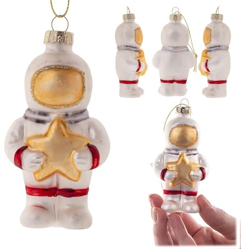 KADAX Weihnachtskugeln aus Glas, Christbaumkugeln für eine stimmungsvolle Weihnachtsdekoration am Weihnachtsbaum, Weihnachtsbaumkugeln (Astronaut, 1 Stück)