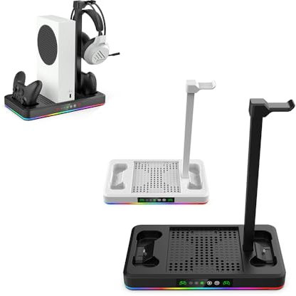 Cooling Fan Base for Xbox Series X/S Host Multifunctional Charging RGB Headphone Hook for Xbox Series X/S Game Consoles (black)