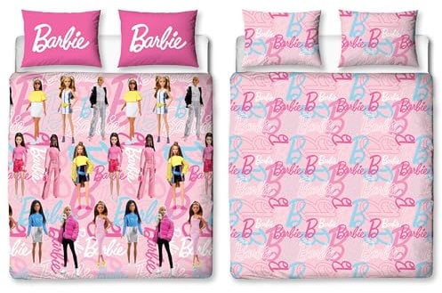 Barbie Official Double Childs Duvet Cover Set | Unboxed Design Reversible 2 Sided Teens Kids Dolls Bedding Including Matching Pillow Cases | Polyester Double Quilt Cover, Pink