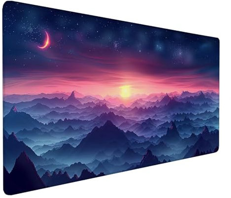 Alfombrilla Ratón Ocaso, Alfombrilla Ratón XXL 800x300x3mm, Gaming Mouse Pad con Base de Goma Antideslizante, Alfombrilla Raton Impermeable para Accesorios Pc Gaming, Regalos para Hombre, Azul Q-E-3