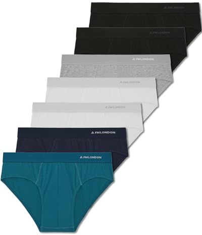 FM London Confezione da 7 Slip Uomo Essentials - Slip Uomo Cotone - Mutande Moderne Senza Etichette con Fascia Elastica in Vita Anti Arrotolamento