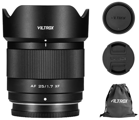 Viltrox AF 25mm F1.7 Obiettivo per Fuji X, Autofocus Prime Lens con Grande Diaframma per Fujifilm Fotocamere X-A1 X-A2 X-A3 X-A5 X-H1 X-T1 X-T10 X-T2 X-T20 X-T100 X-PRO1 X-PRO2 X-E1 X-E2